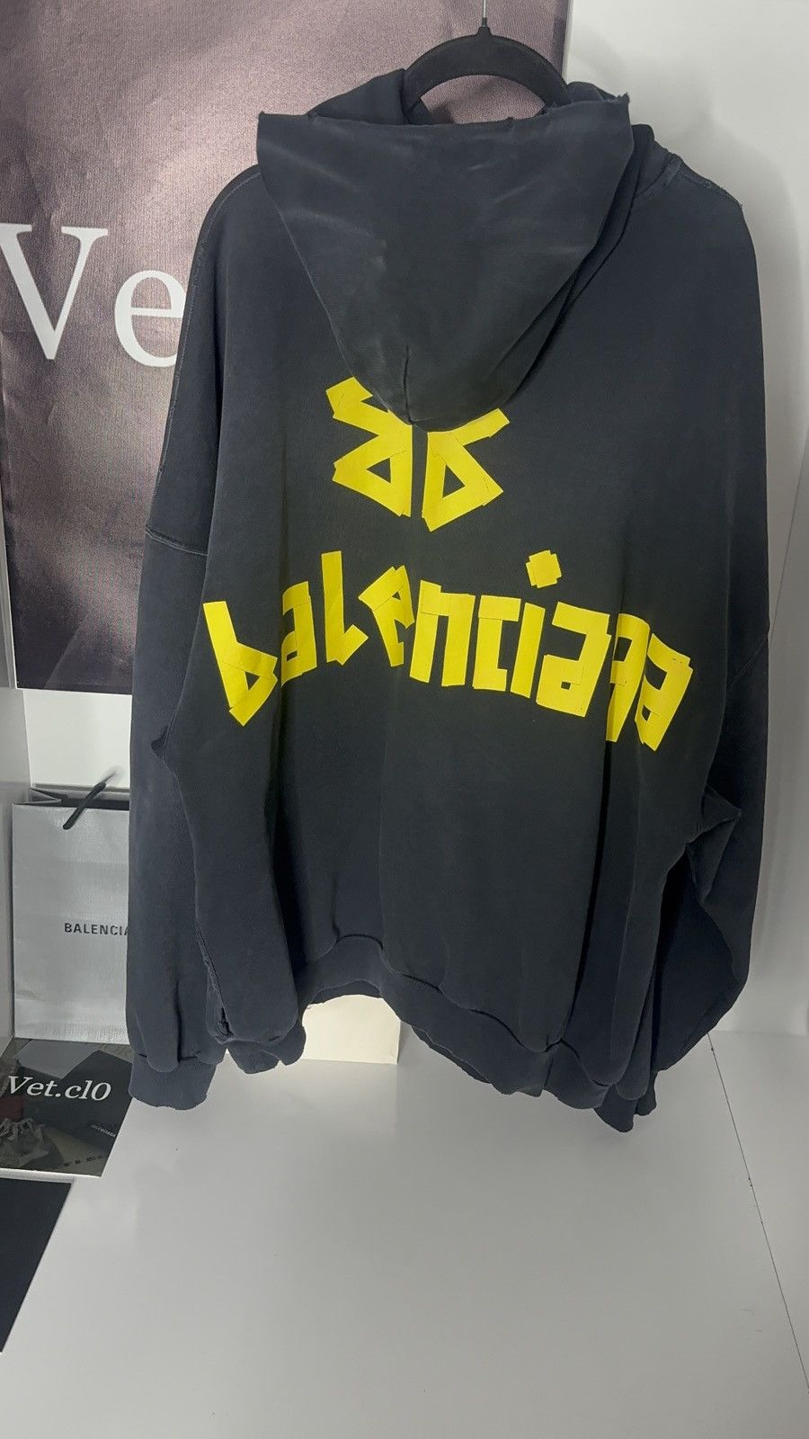Balenciaga ✅ Balenciaga Tape Type Washed Navy Blue Hoodie Distressed 2 Size US S / EU 44-46 / 1 - 6 Thumbnail