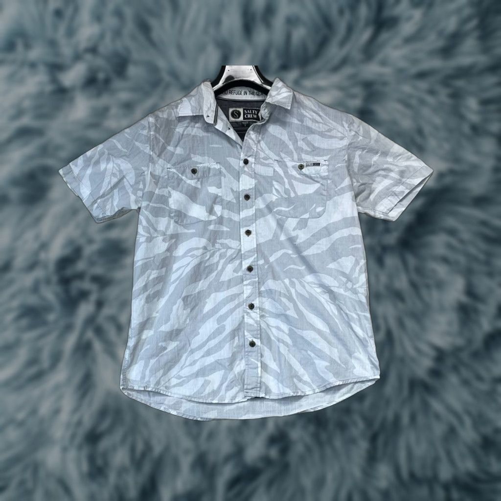 Vintage Salty Crew Shirt Men S Gray White Button-Down Short Sleeve Slim Fit See Pic Size US S / EU 44-46 / 1 - 1 Thumbnail