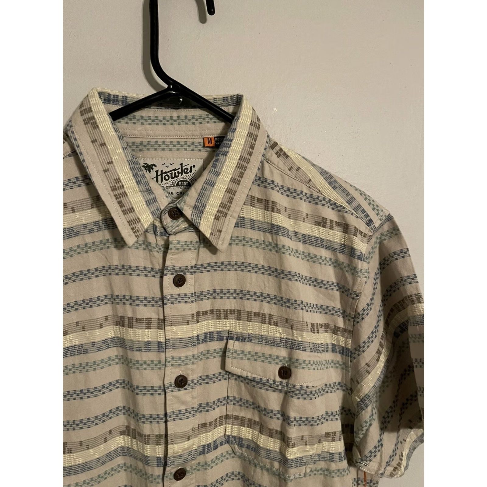 Howler Brothers Howler Bros San Gabriel Mescal Jacquard Oyster S/S Shirt - Men's M - Multicolor, Plaid, Button-Up, Short Sleeve Size US M / EU 48-50 / 2 - 4 Thumbnail