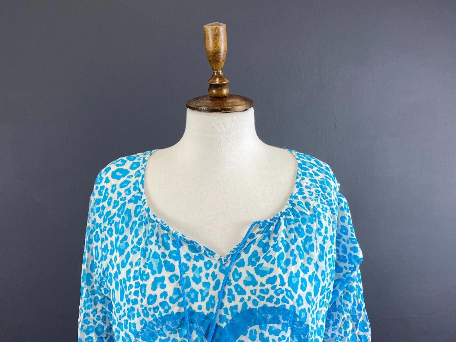 Designer Emily Van Den Bergh Blue Leopard Blouse Shirt Size 38 / S Size M / US 6-8 / IT 42-44 - 2 Thumbnail