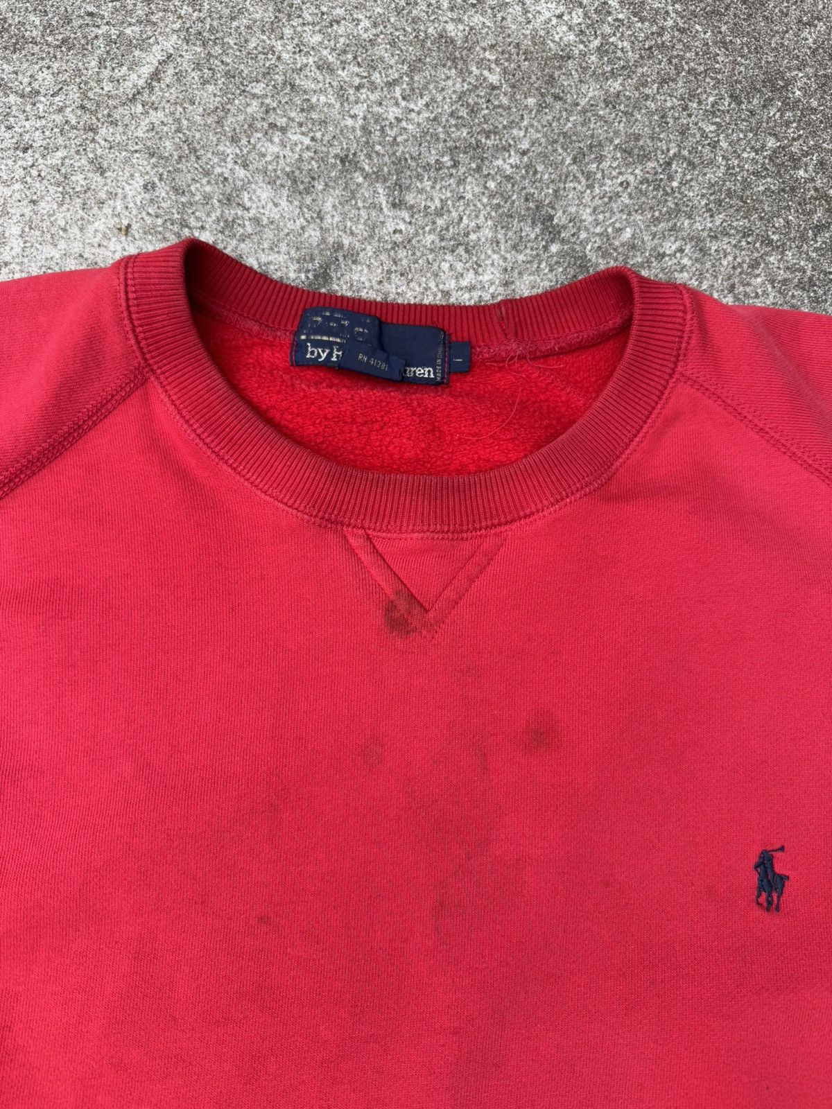 Polo Ralph Lauren × Vintage Vtg 90s Polo Ralph Lauren Red Crew Neck Grunge Sweatshirt XL Size US XL / EU 56 / 4 - 4 Thumbnail