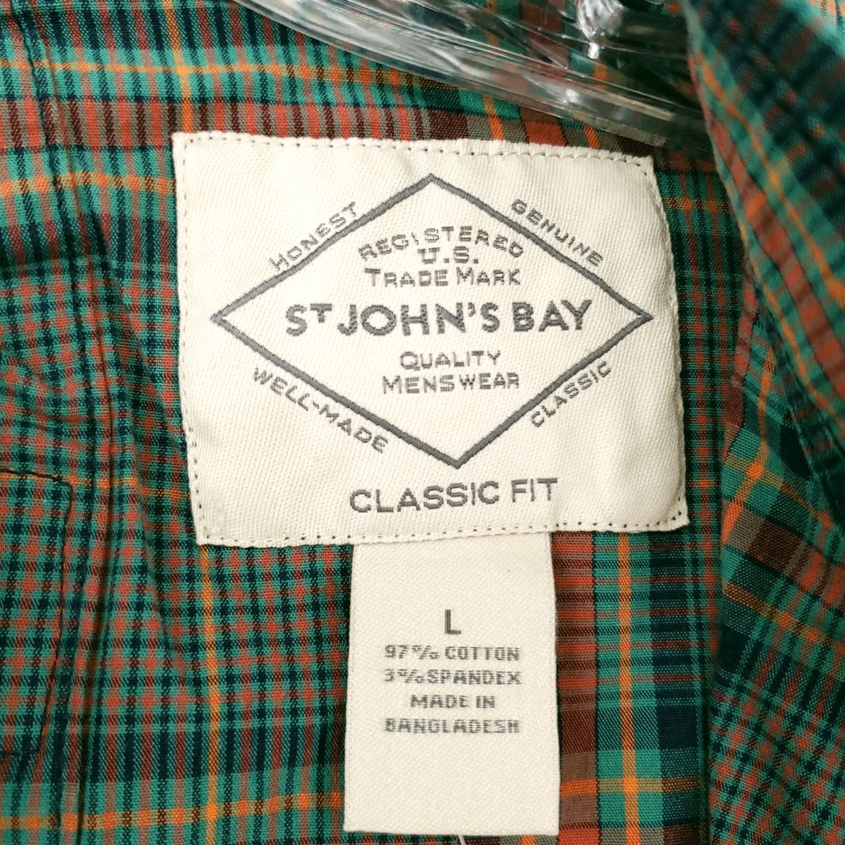 Vintage St. John's Bay Button-Up Shirt Mens L Blue Plaid Classic Fit Chest 48 Cotton Spandex Pocket Button Down Casual Workwear All Seasons Size US L / EU 52-54 / 3 - 6 Thumbnail