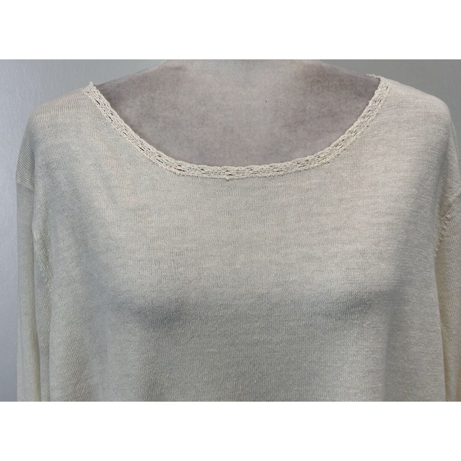 Ralph Lauren VINTAGE Lauren Ralph Lauren Women's Sweater Pullover Knit Long Sleeve Plus 3X Ivory Coastal Spring Summer Beach Classic Lightweight Breathable Size XXL / US 16-18 / IT 52-54 - 5 Thumbnail