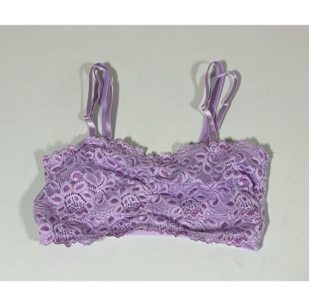 Vintage Purple Floral Lace Bandeau Bra Bralette Crop Top Size M 🪻 Size M / US 6-8 / IT 42-44 - 1 Thumbnail