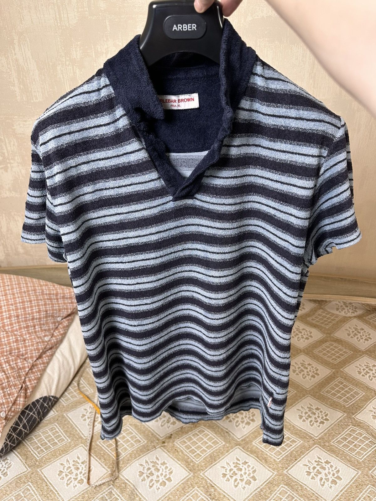 Orlebar Brown 🔥 Orlebar Brown Striped Terry Polo T Shirt Beach Surf Swim Size US XL / EU 56 / 4 - 11 Thumbnail
