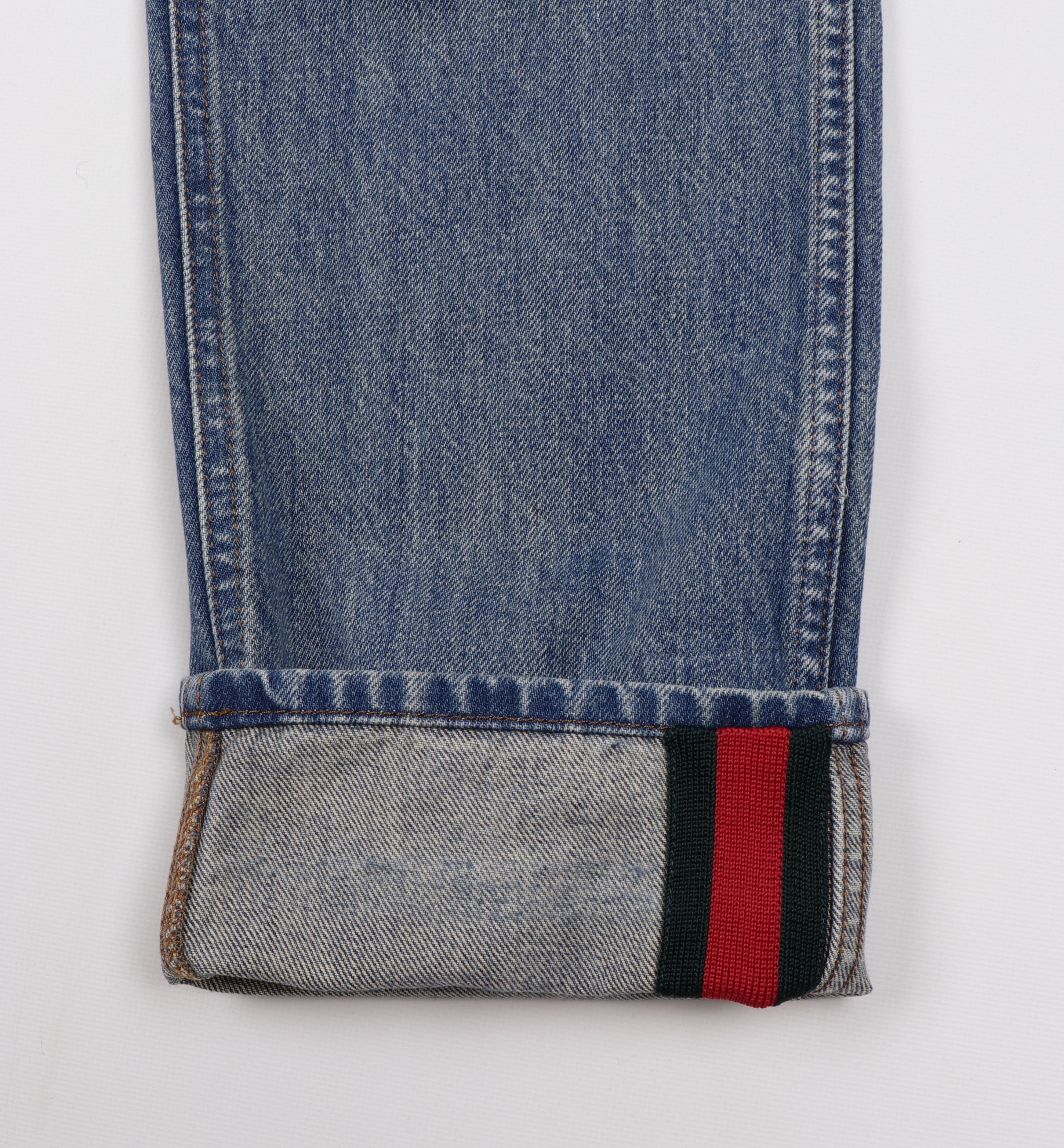 Gucci Men's Gucci Cotton Blue Jeans Web Strap W32" L40" Size US 32 / EU 48 - 4 Thumbnail