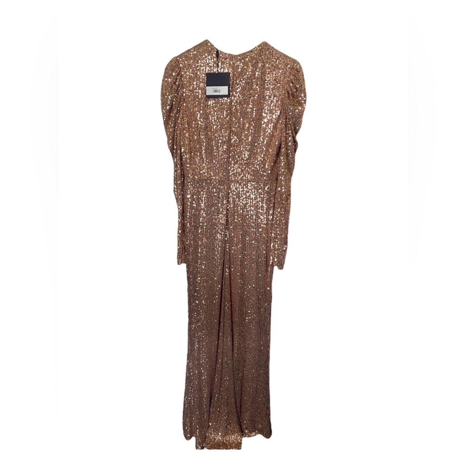 Designer Mac Duggal SEQUINED HIGH NECK PUFF LONG SLEEVE COLUMN GOWN 8 Size M / US 6-8 / IT 42-44 - 4 Thumbnail