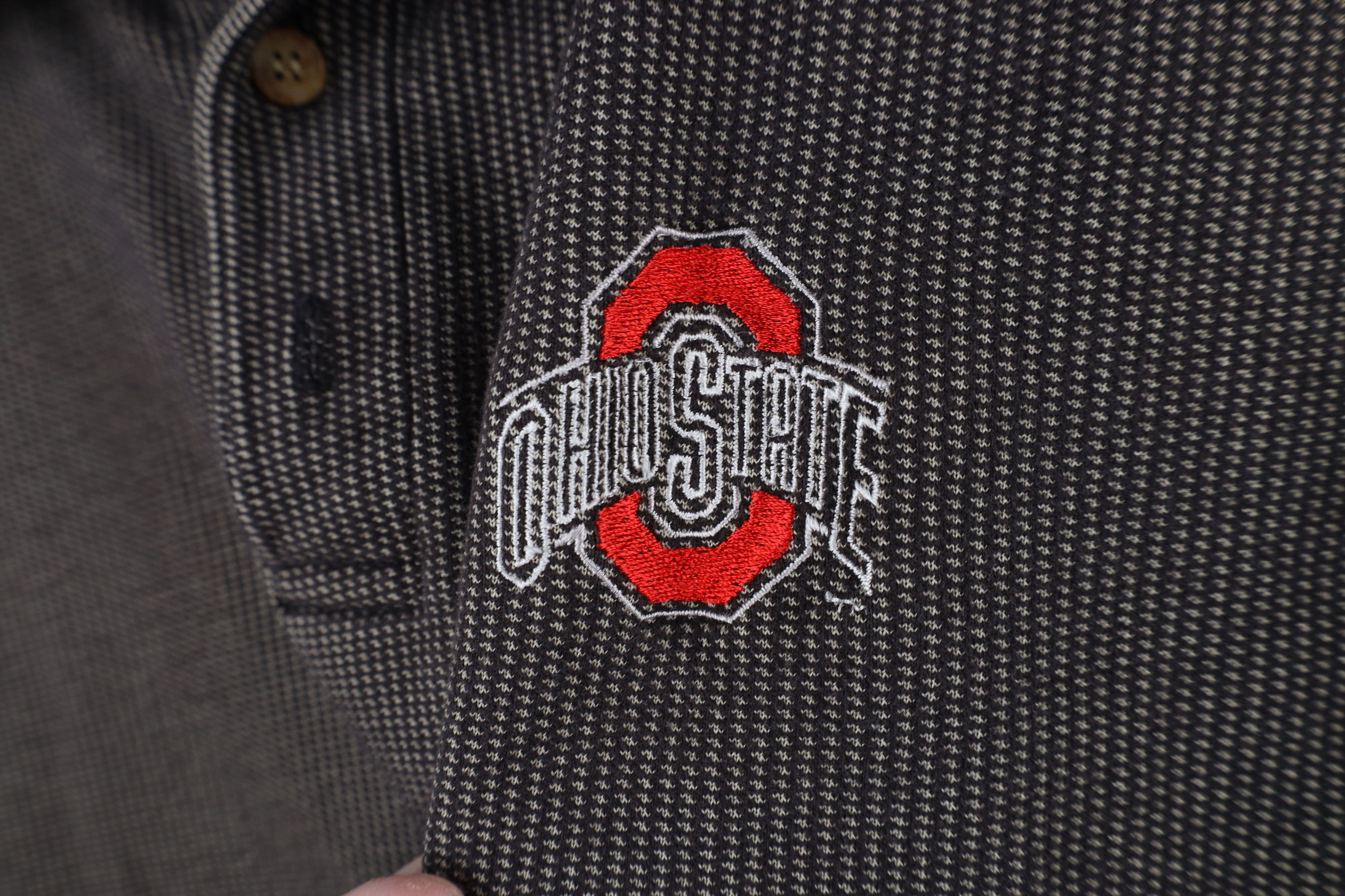 Vintage Vintage 90s Spell Out Ohio State University Knit Polo Shirt Size US L / EU 52-54 / 3 - 4 Thumbnail