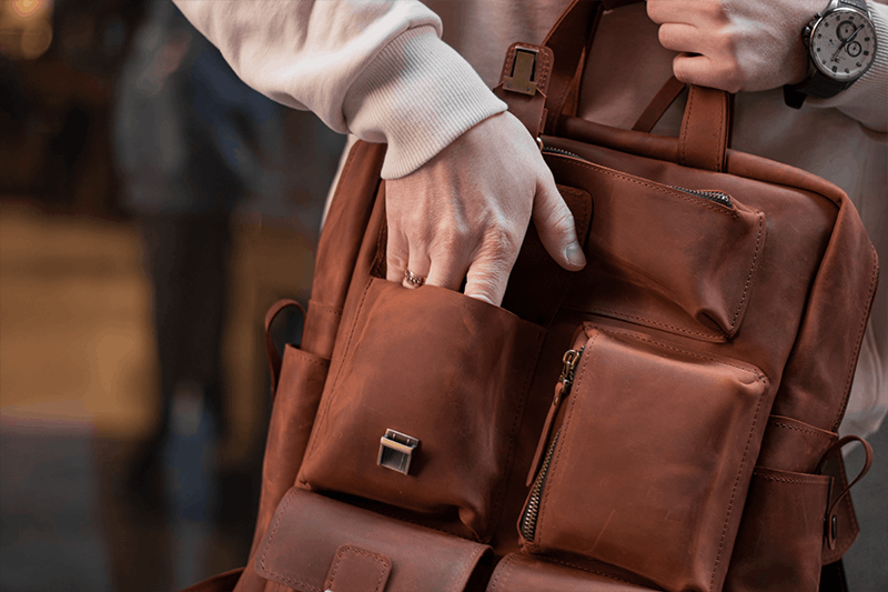 Handmade Backpack genuine vintage leather CrazyHorse Size ONE SIZE - 7 Thumbnail