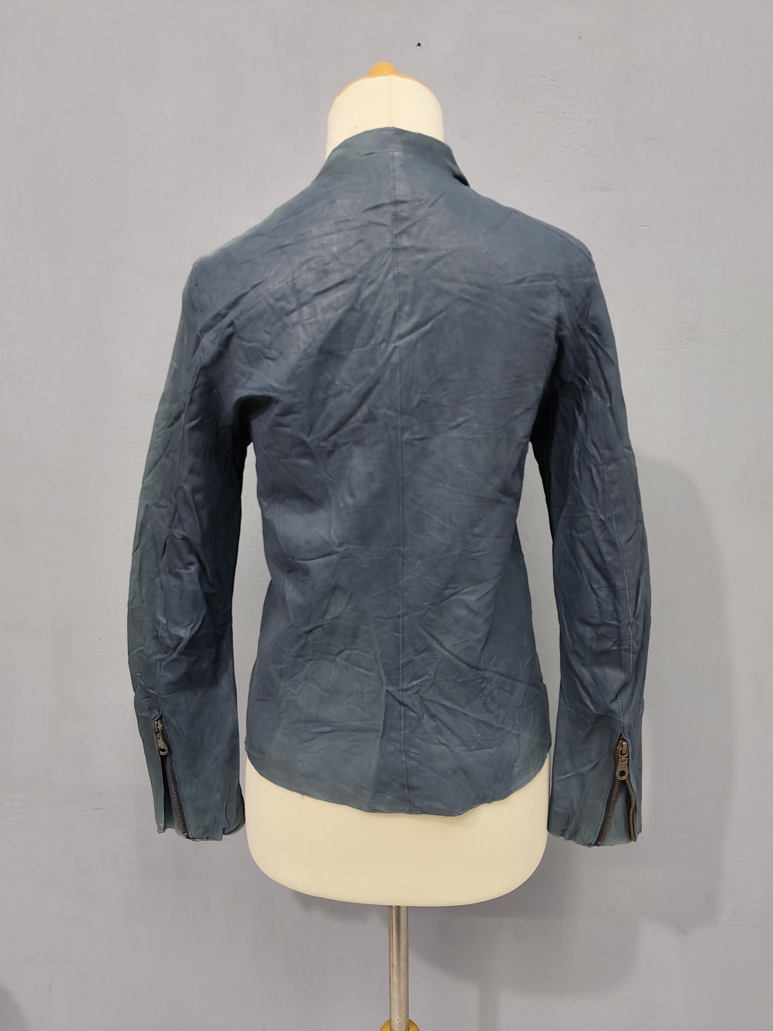 Japanese Brand 00s DouDou🇯🇵 Y2K Minimalist Goatskin Leather Moto Jacket Size M / US 6-8 / IT 42-44 - 4 Thumbnail