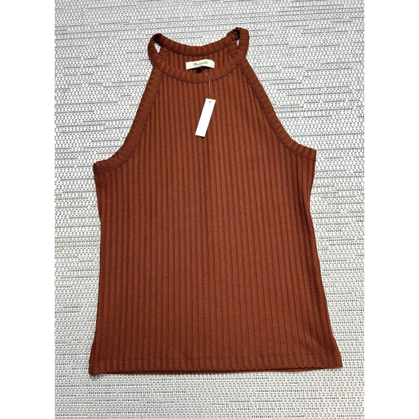 Madewell Madewell Tank Top Womens M Brown Ribbed Cutaway Crewneck Sleeveless Casual Basic Knit Stretch Size M / US 6-8 / IT 42-44 - 2 Thumbnail