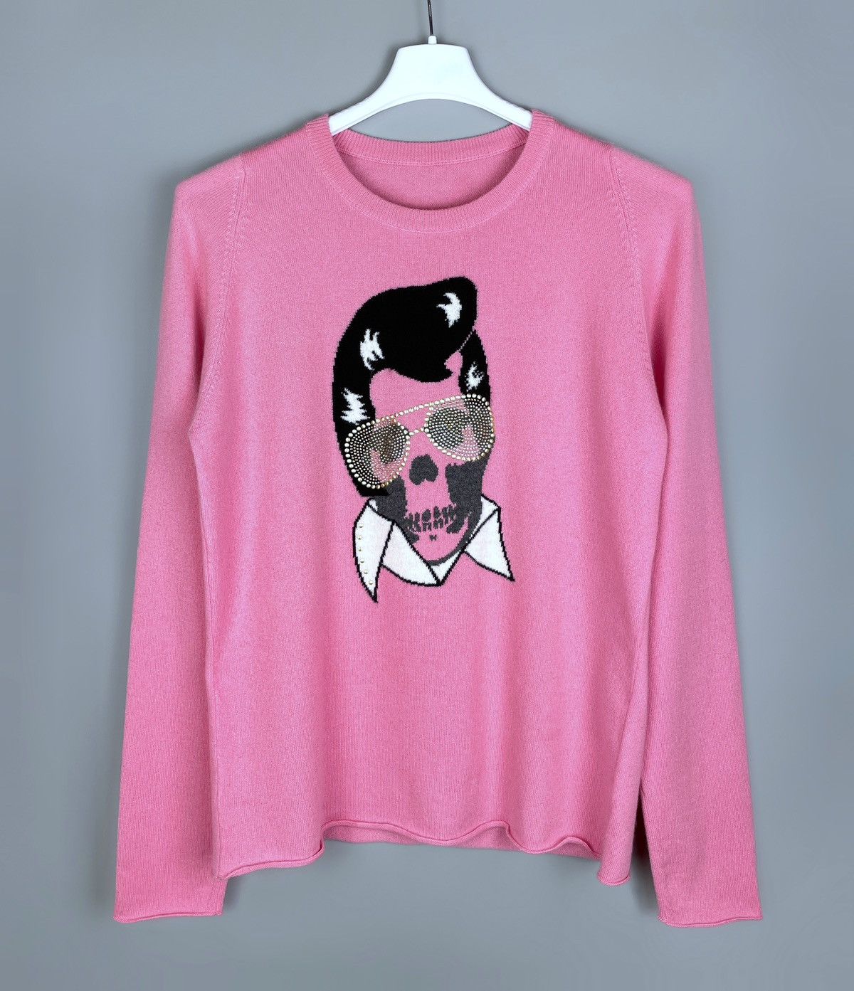 image of Lucien Pellat Finet Lucien Pellat-Finet Skull Elvis Cashmere Sweater Unisex S in Pink (Size Small)