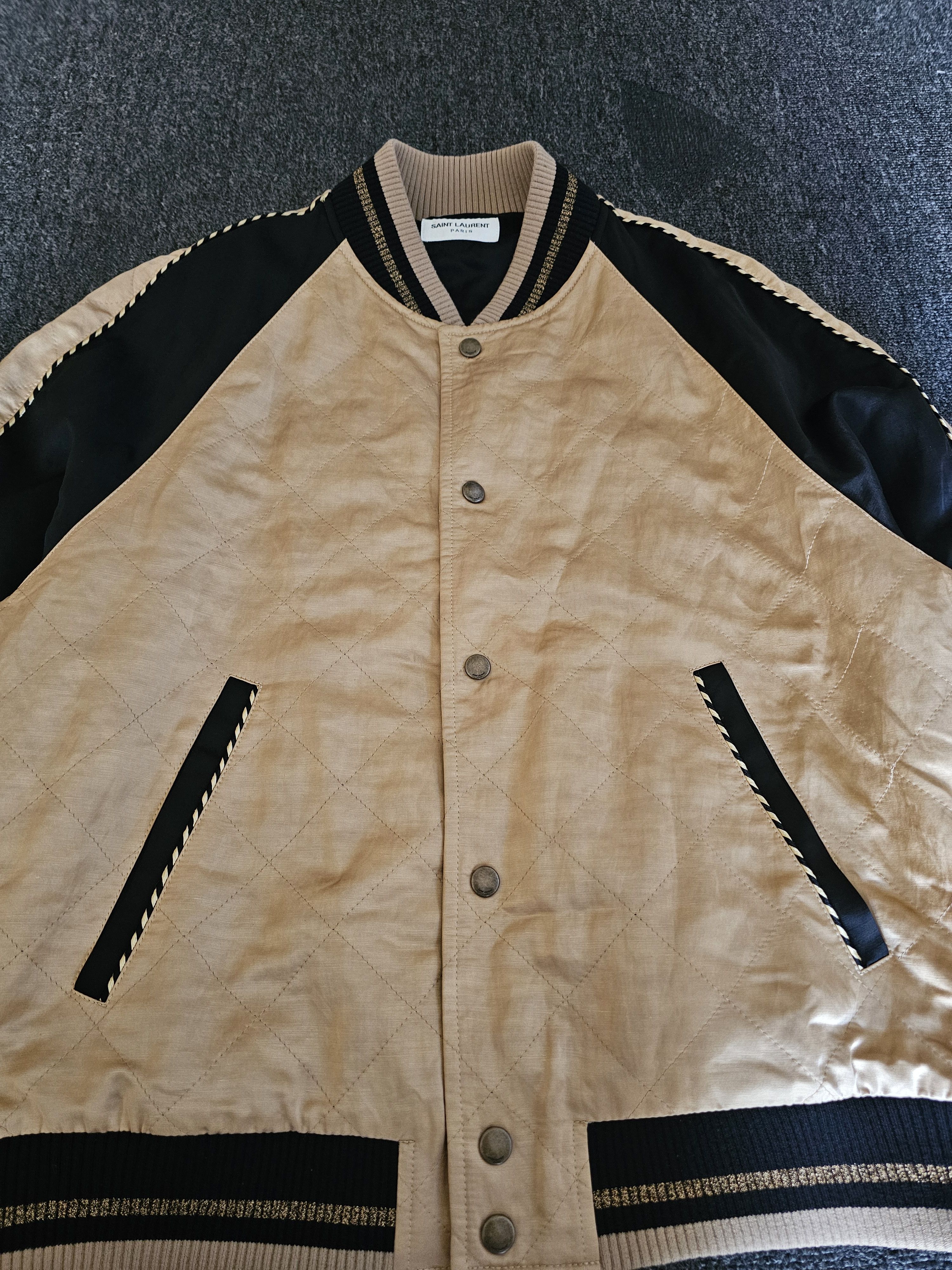 Saint Laurent Paris SAINT LAURENT Piped Quilted Satin Bomber Jacket Size 50 Size US M / EU 48-50 / 2 - 4 Thumbnail