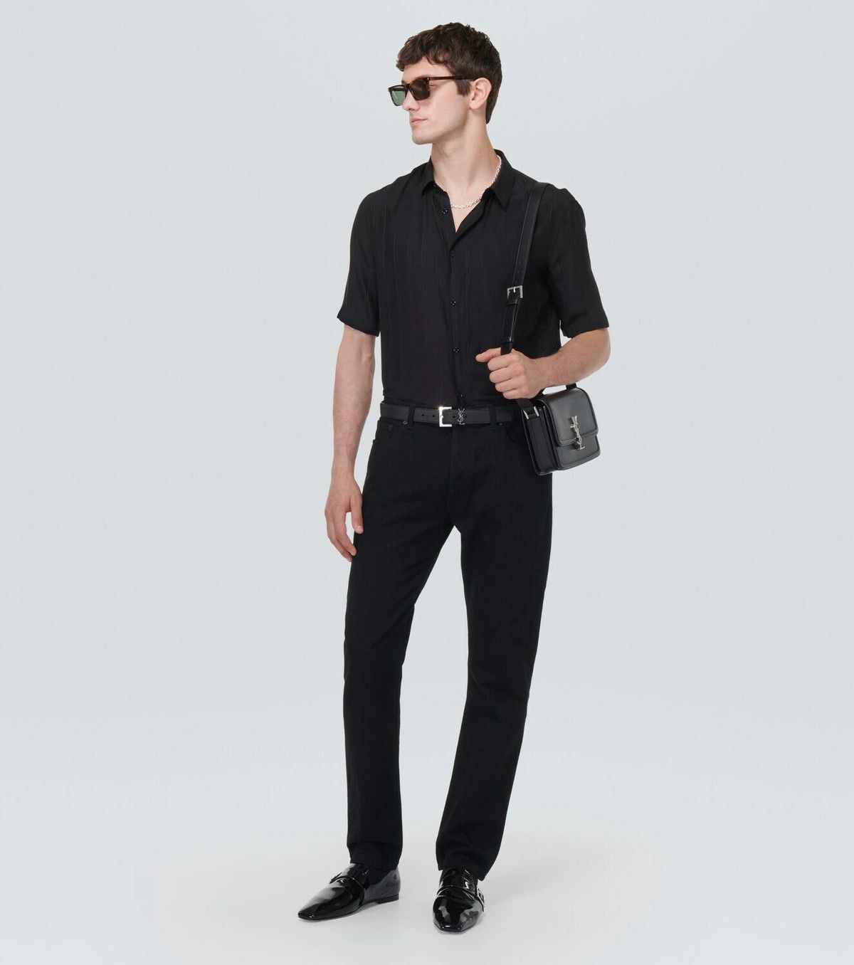 Saint Laurent Paris Black Tristan Patent Leather Slipper Loafers Size US 7 / EU 40 - 2 Thumbnail