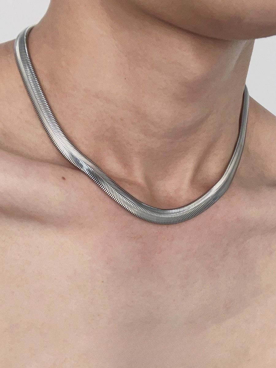 Jewelry × Vintage Hip hop men's snake bone silver titanium necklace Size ONE SIZE - 1 Thumbnail