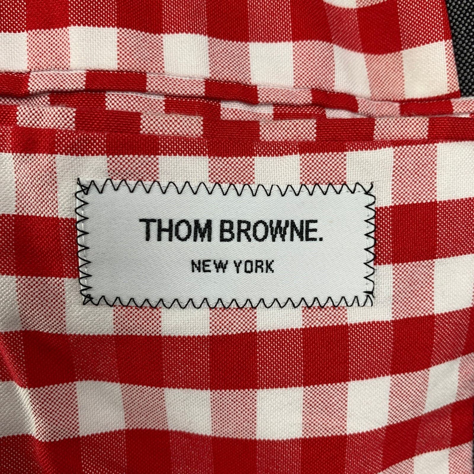 Thom Browne Size 38 Navy Red Checkered Wool Blend Notch Lapel Sport Coat Size 38R - 6 Thumbnail