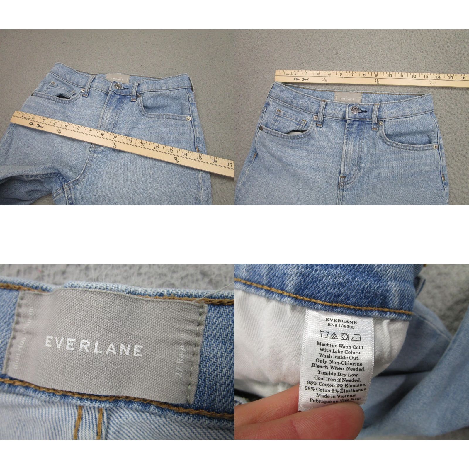 Everlane Everlane Jeans Womens 27 Light Wash Straight Leg Raw Hem Distressed Denim Size 27" / US 4 / IT 40 - 8 Thumbnail