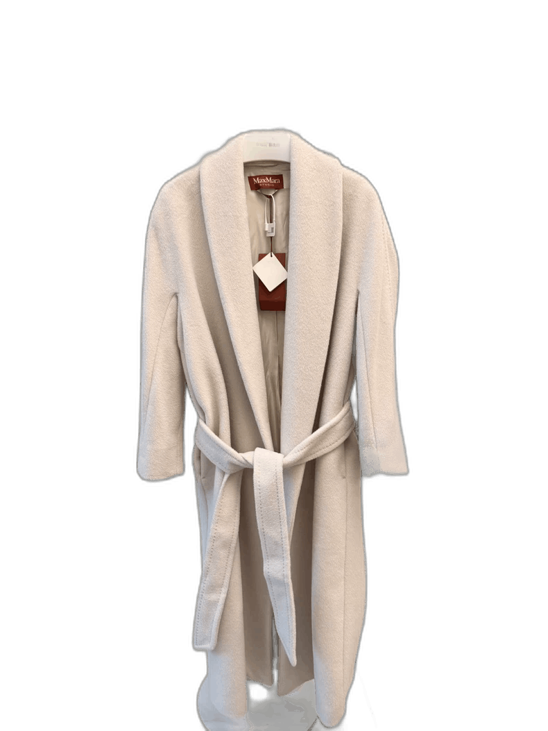 Max Mara MaxMara Studio24 Alpaca Wool Coat White-yf Size M / US 6-8 / IT 42-44 - 1 Thumbnail