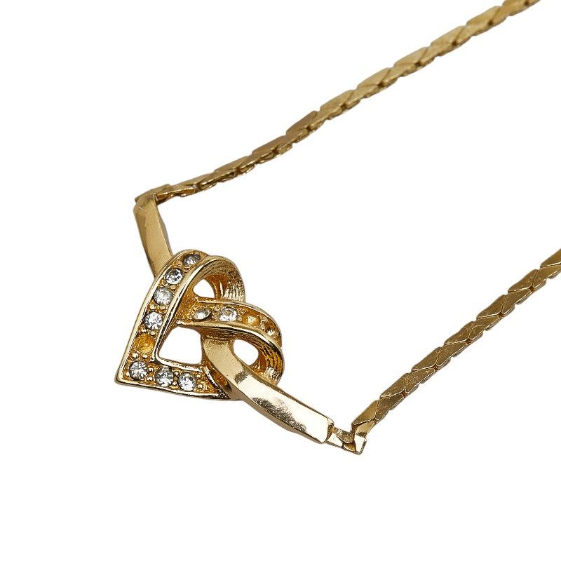 image of Dior Rhinestone Heart Necklace in Gold, Women's