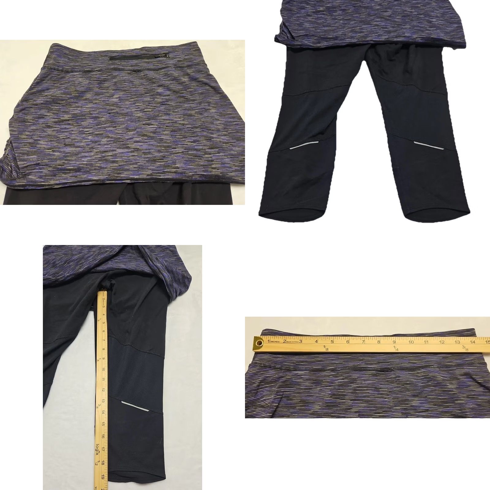 Athleta Athleta Skort Leggings Women M Black Purple Capris Running Tennis Gym Yoga Pockets Elastic Waist Size 32" / US 10 / IT 46 - 8 Thumbnail