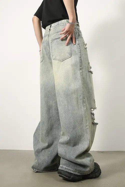 Japanese Brand × Jean Vintage Washed Hole Ripped Jeans Size US 31 - 3 Thumbnail