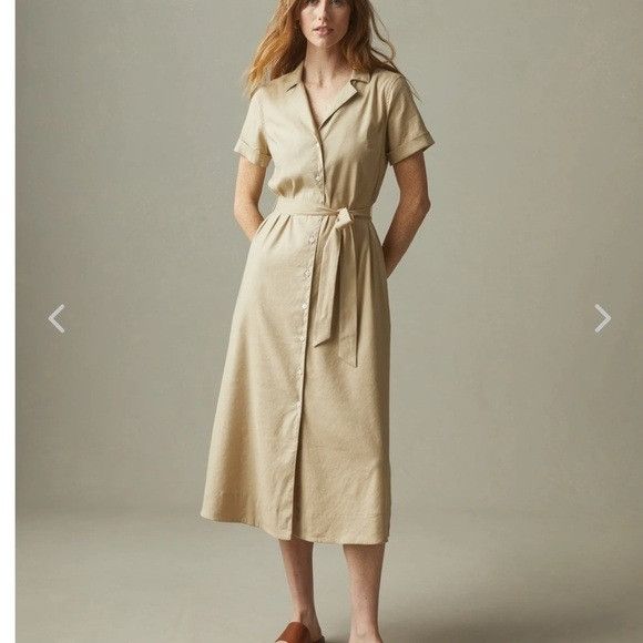 American Giant American Giant Women's Utility Tan Maxi Belted Shirt Dress L Size L / US 10 / IT 46 - 1 Thumbnail