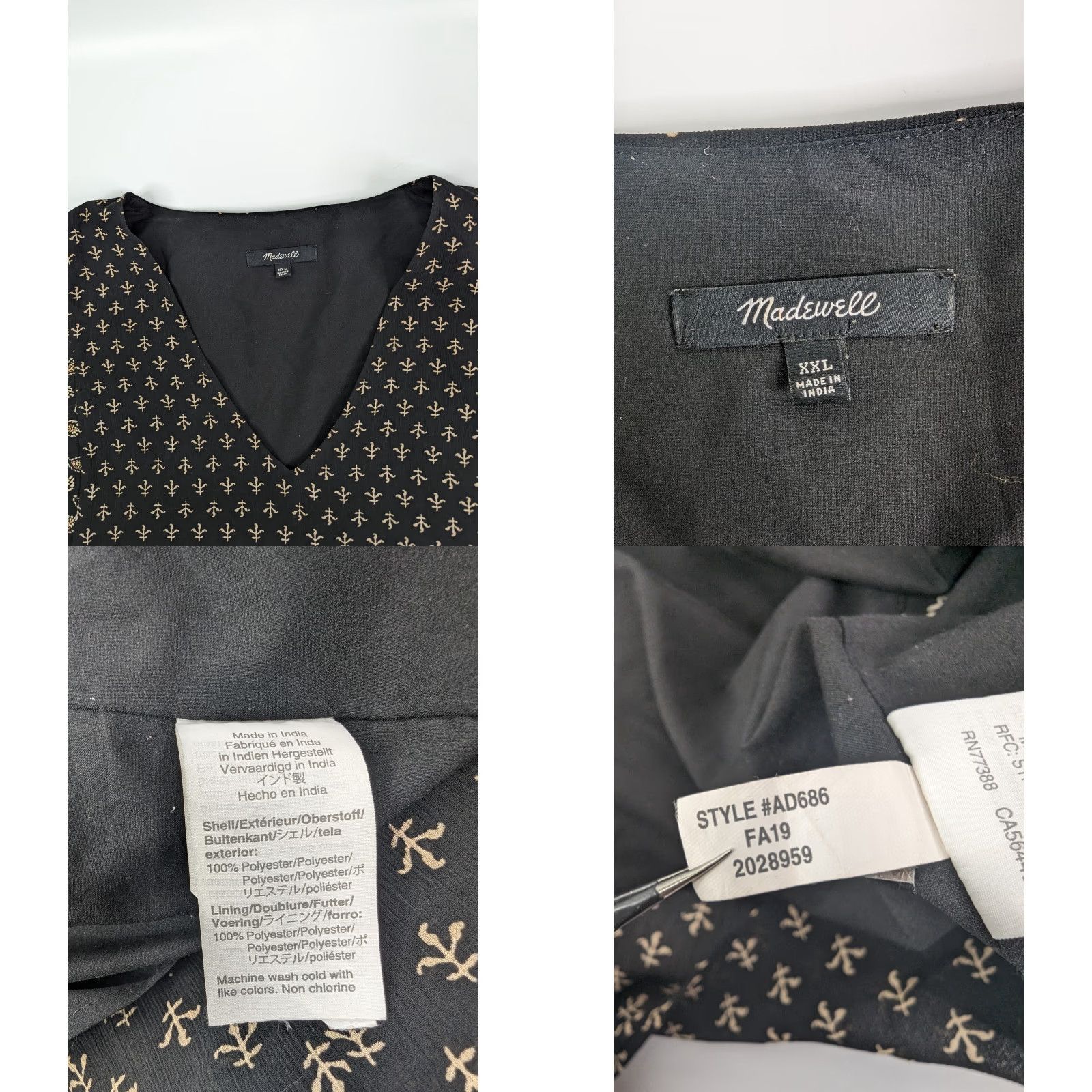 Madewell Madewell Blouse Shirt Women 2XL Plus Black Paisley Mix Brushstroke Top 70s Vibe AD686 Womens Size XXL / US 16-18 / IT 52-54 - 8 Thumbnail