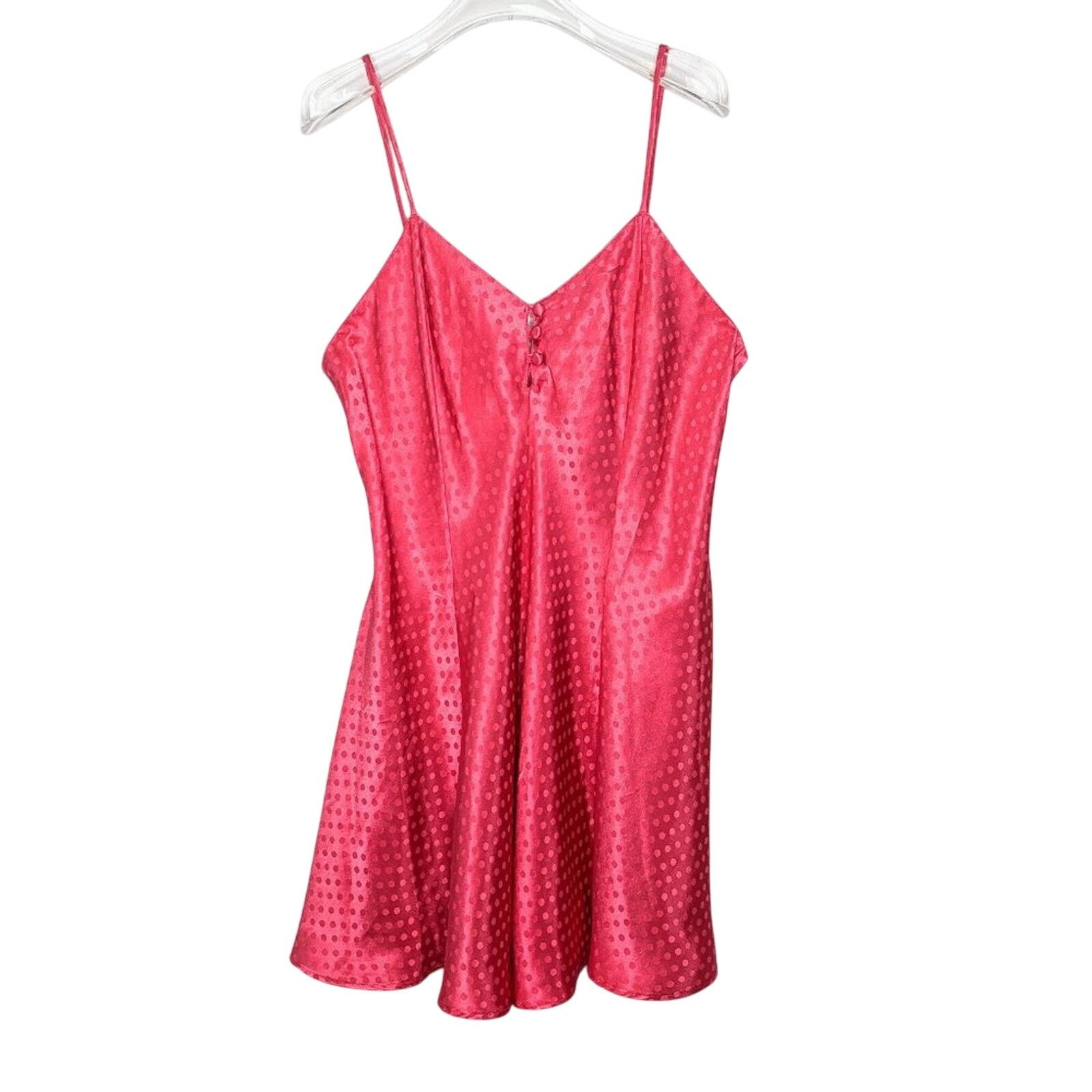 Vintage Vintage Pink Polka Dot Pattern Satin Slip Dress Buttons Size L / US 10 / IT 46 - 1 Thumbnail