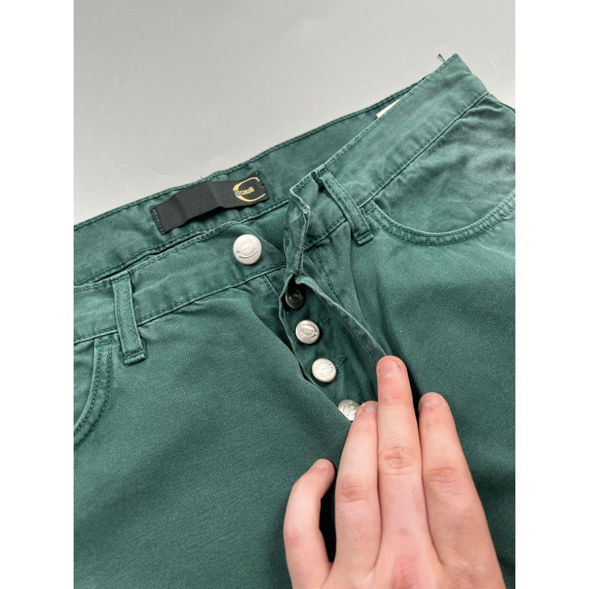 Just Cavalli NWT Just Cavalli Green Textured Denim Jeans Pants (Y0811) Size US 34 / EU 50 - 7 Thumbnail