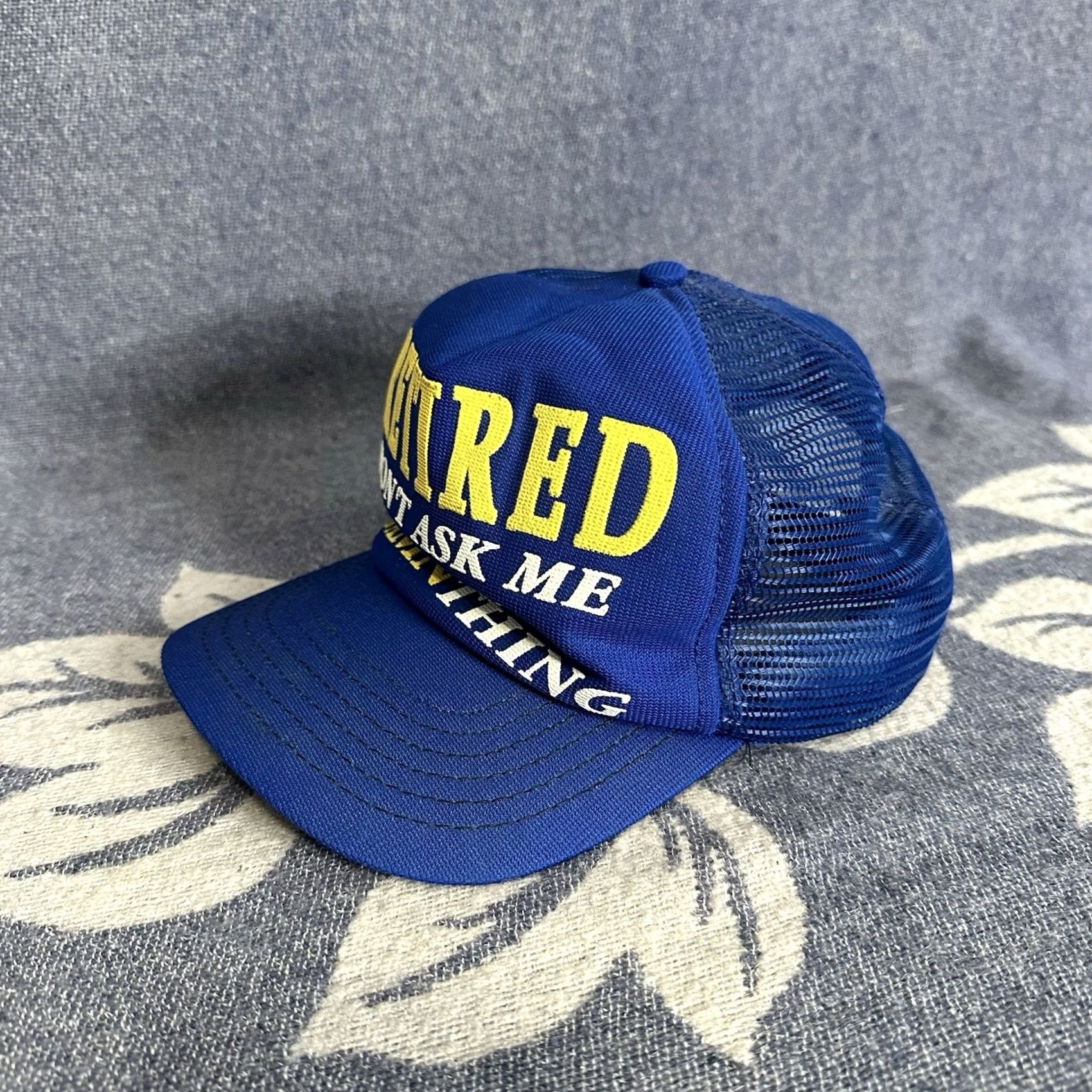Vintage VINTAGE Men's Trucker Hat Blue Don’t Ask Humor Puff Print Snapback USA Size ONE SIZE - 3 Thumbnail