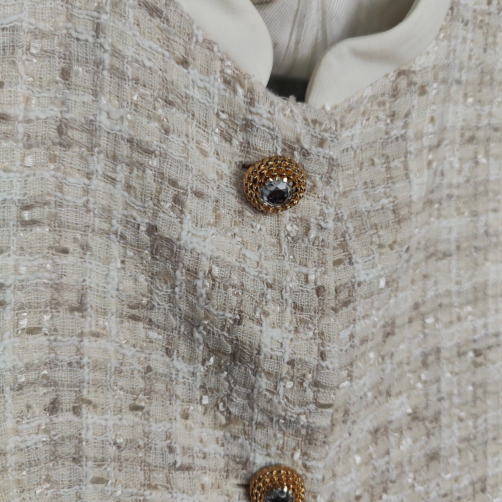 Zara Zara Textured Combo Jacket Womens Medium White Gold Tweed Size M / US 6-8 / IT 42-44 - 2 Thumbnail