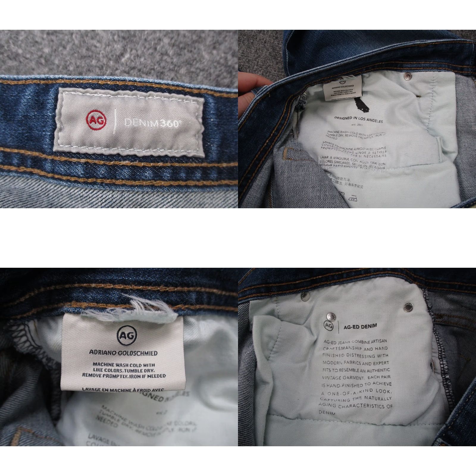 Denime AG Adriano Goldschmied Jeans Men's 38x34 Blue Denim Straight Slim 5-Pocket Tailored The Graduate Tailored Leg Jeans Size US 38 / EU 54 - 8 Thumbnail