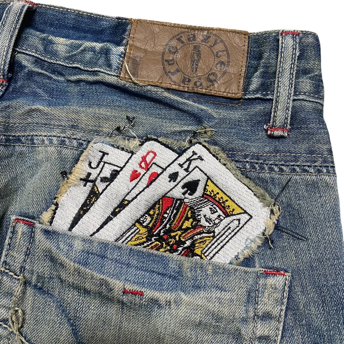 Japanese Brand CRAZY LEOPARD Denim Poker Jeans Ripped Size US 32 / EU 48 - 14 Thumbnail