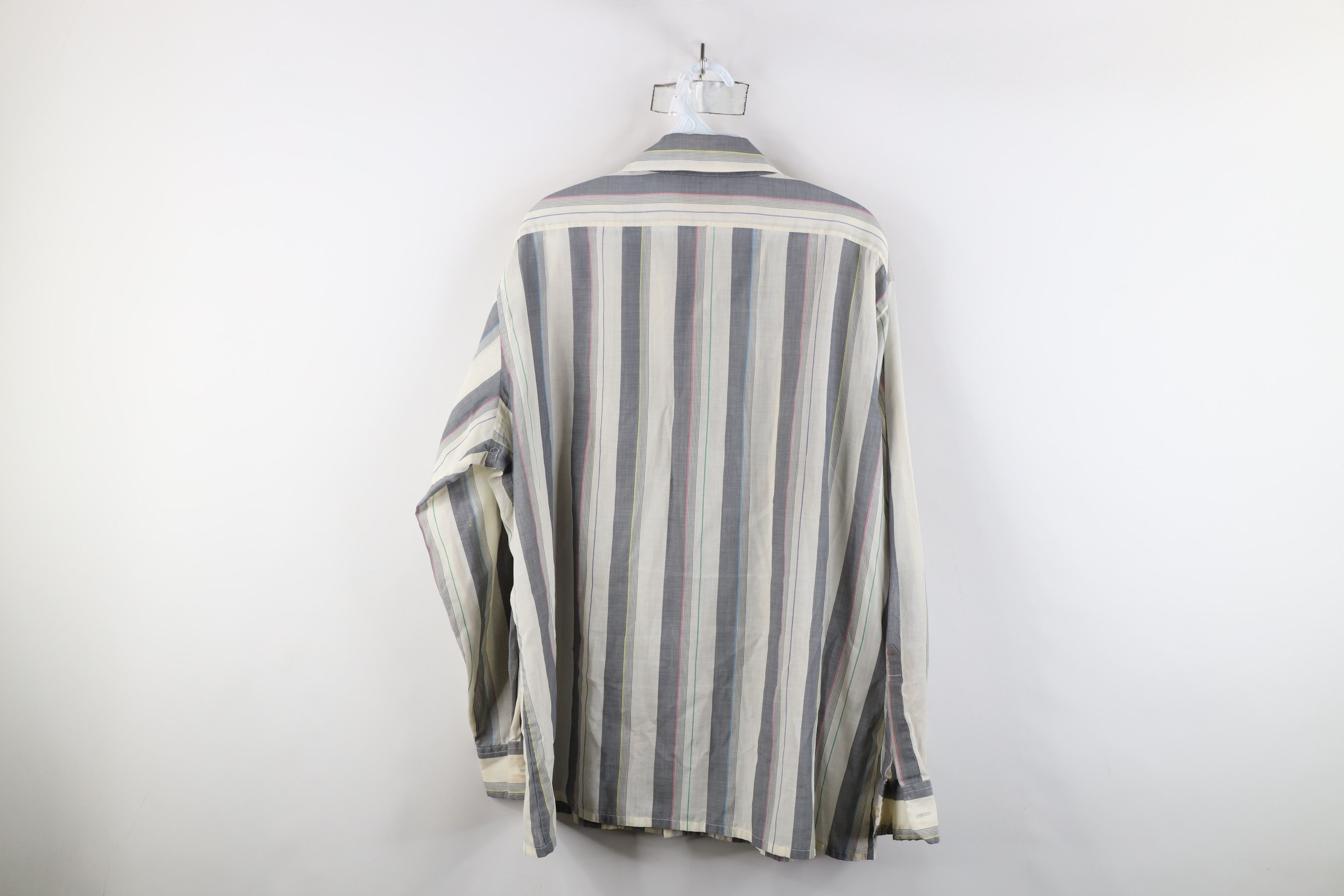 Vintage Vintage 90s Streetwear Sheer Rainbow Striped Button Shirt Size US XL / EU 56 / 4 - 12 Thumbnail