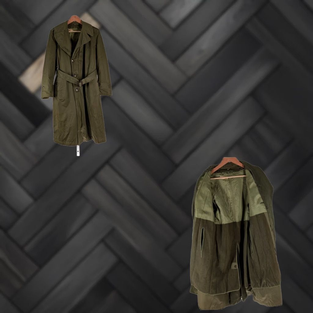 Vintage VINTAGE US Army OG 107 Cotton Overcoat Trench Coat Belt Wool Liner Small US Mens 1953 Green Size US S / EU 44-46 / 1 - 1 Thumbnail