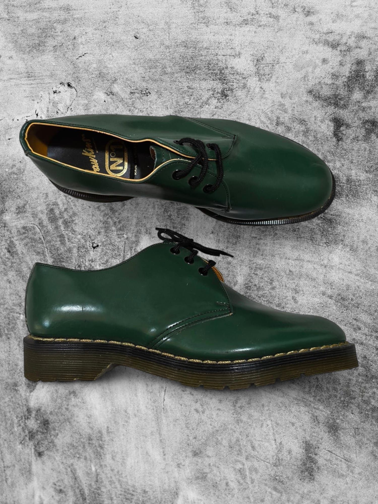 Leather Hawkins Derby Shoes Green Leather England rare 80s 90s Vtg Size US 6.5 / EU 39-40 - 1 Thumbnail