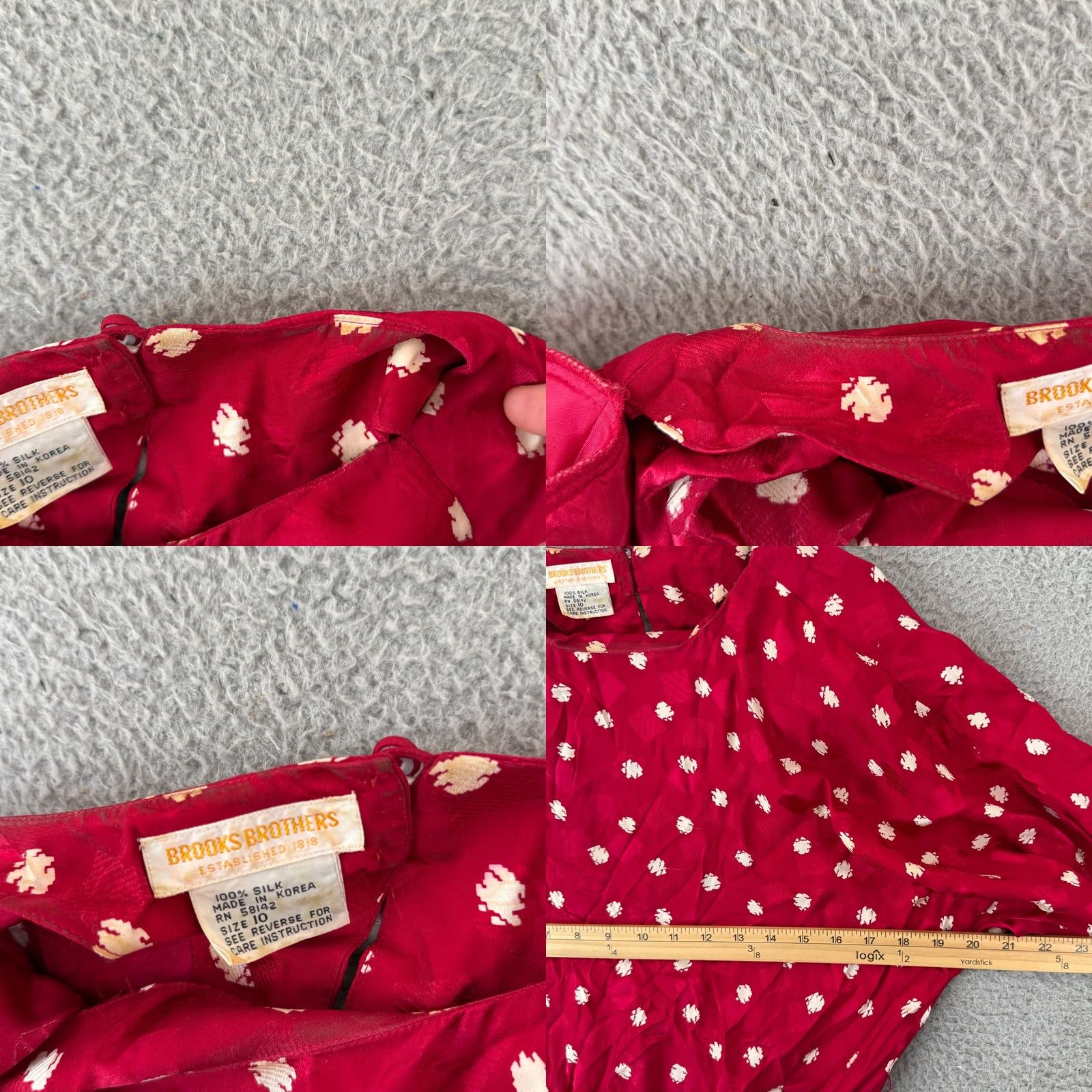 Brooks Brothers VINTAGE Brooks Brothers Silk Dress Womens 10 Red Maxi Pleated Elastic Waist 80s Dress Size L / US 10 / IT 46 - 8 Thumbnail