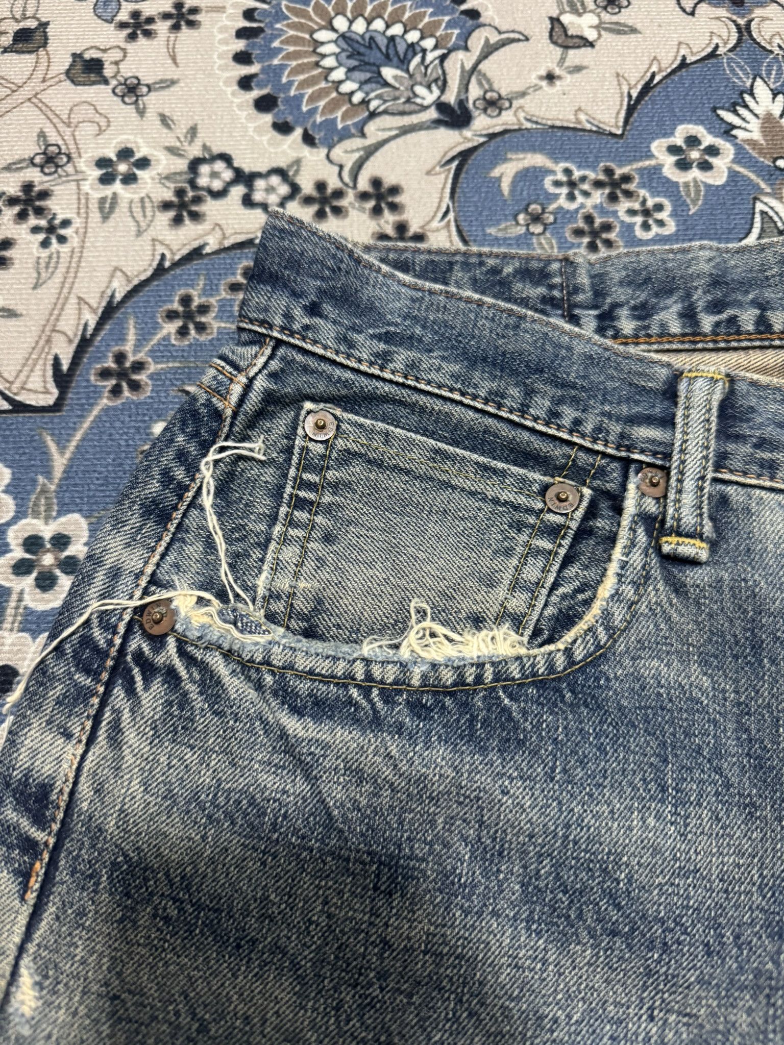 Edwin × Japanese Brand Vintage Edwin 505 Zipper Selvadge Redline Distressed Jeans Size US 31 - 5 Thumbnail