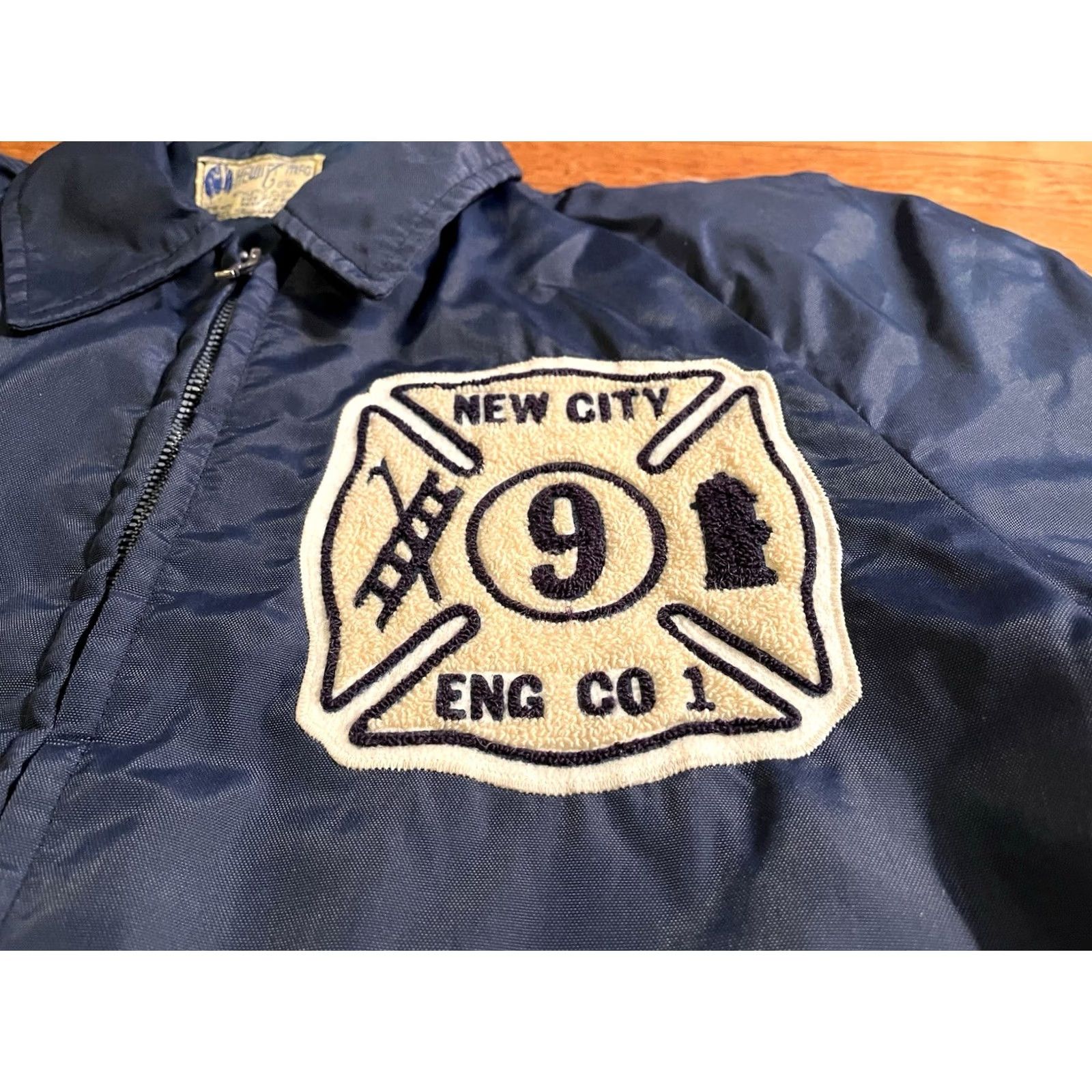 CO VINTAGE Hewitt Mfg New City Fire Engine Co Jacket Men's 40 Blue Quilt Lined 60s Size US L / EU 52-54 / 3 - 5 Thumbnail