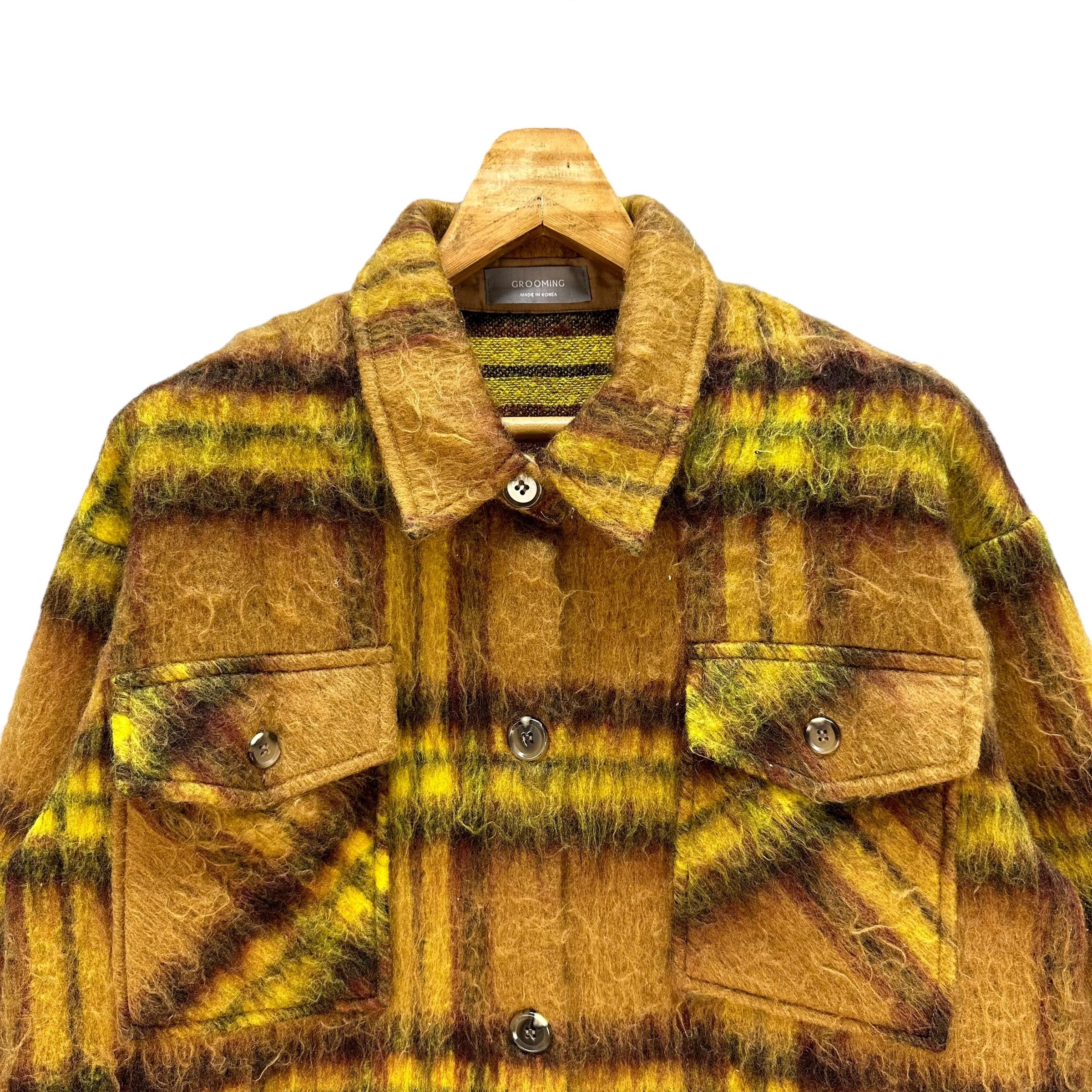 Flannel GROOMING Checked Long Flannel Jacket #80-1442 Size L / US 10 / IT 46 - 2 Thumbnail