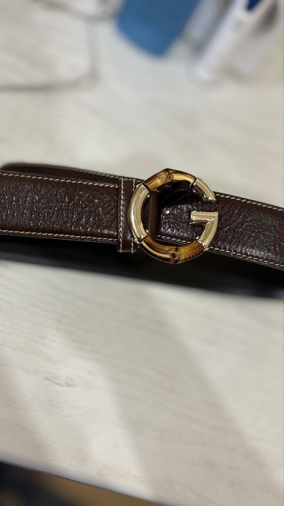 Gucci Gucci Bamboo G Logo Leather Belt Size ONE SIZE - 1 Thumbnail