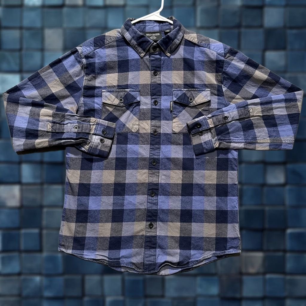 Harley Davidson Harley Davidson Shirt Medium Blue Plaid Flennel Button Snap Down Long Sleeve Men Size US M / EU 48-50 / 2 - 1 Thumbnail