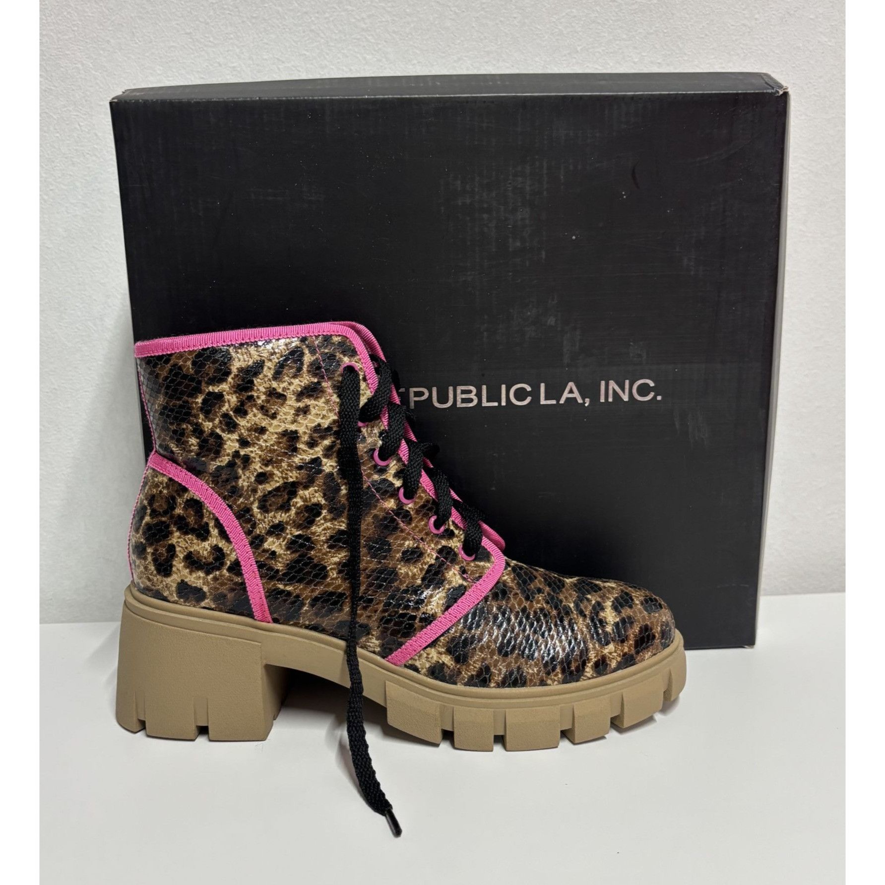 Other SHOE REPUBLIC / Husky / Leopard Print / Lace-Up / Chunky / A Size US 8 / IT 38 - 6 Thumbnail
