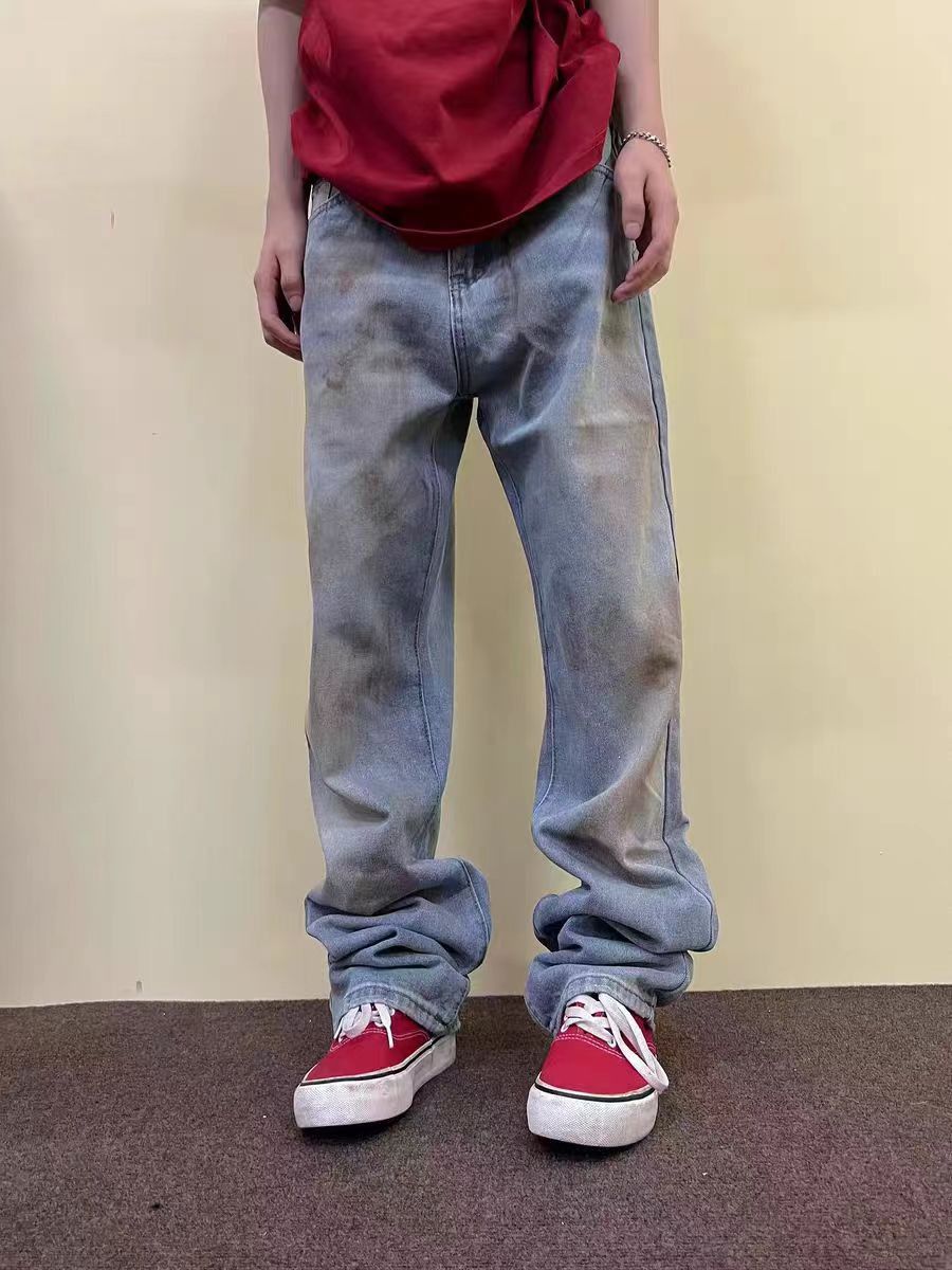 Japanese Brand × Jean Street straight wash tie-dye casual jeans Size US 34 / EU 50 - 4 Thumbnail