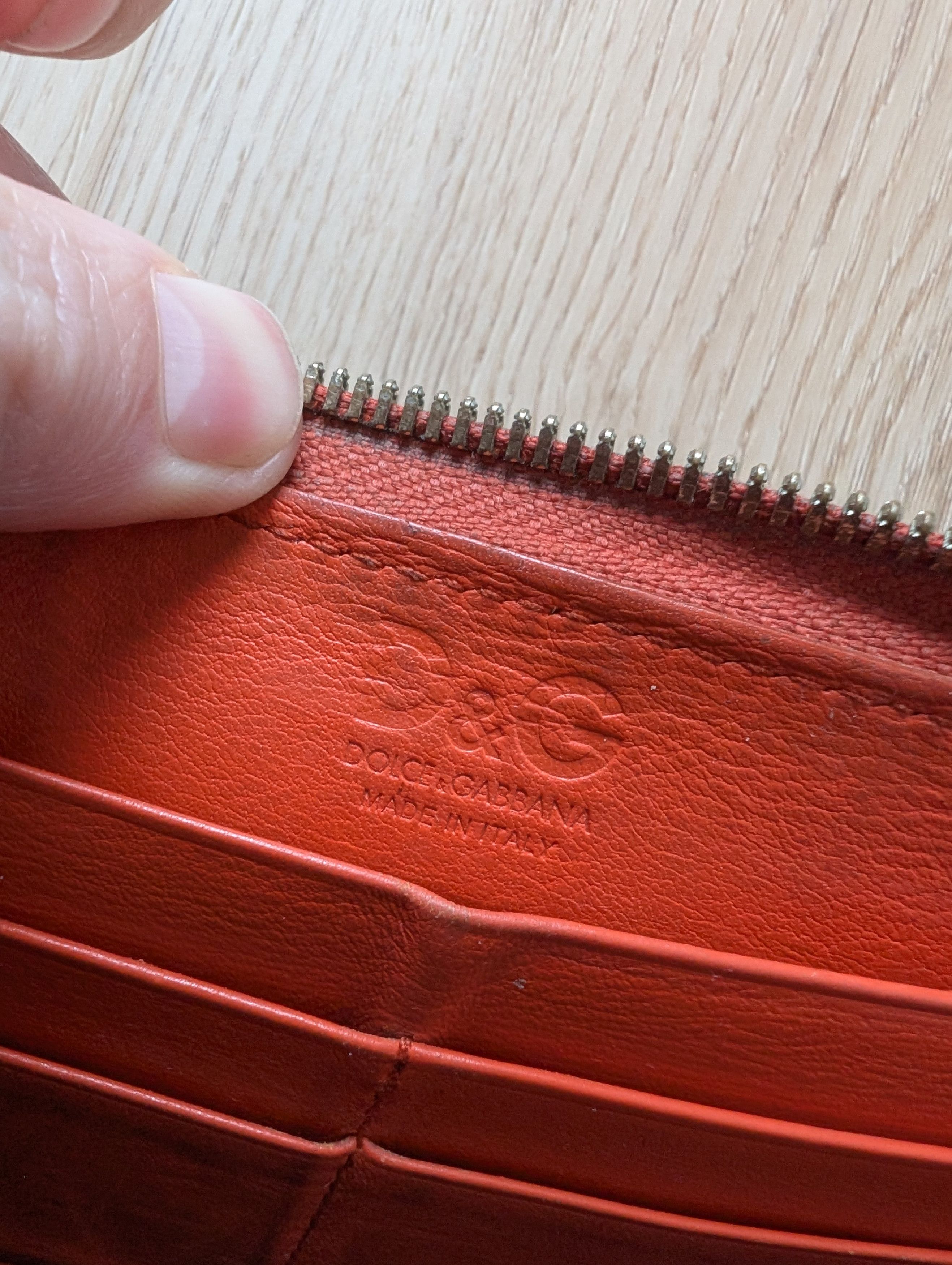 Dolce & Gabbana Dolce Gabbana Orange Leather Clutch Purse Wallet Used (8x4") Size ONE SIZE - 9 Thumbnail