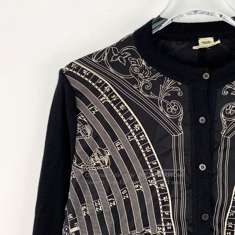 Hermes Hermes Black compass print pure silk single-breasted long- Size XXS / US 00 / IT 34 - 3 Thumbnail
