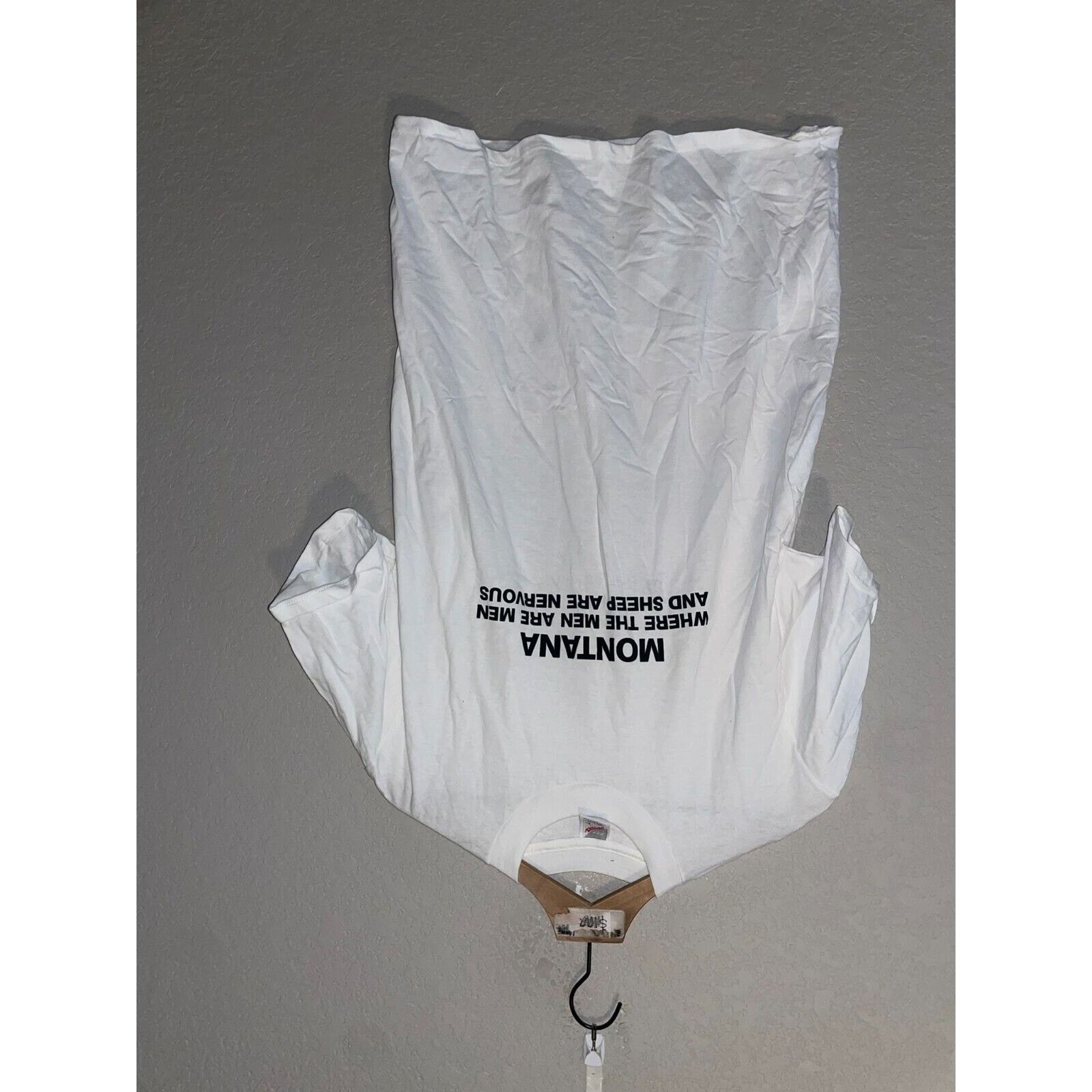 Jerzees 90s Montana Where The Men Are Men Sheep Nervous TX Shirt VTG Size US L / EU 52-54 / 3 - 2 Thumbnail