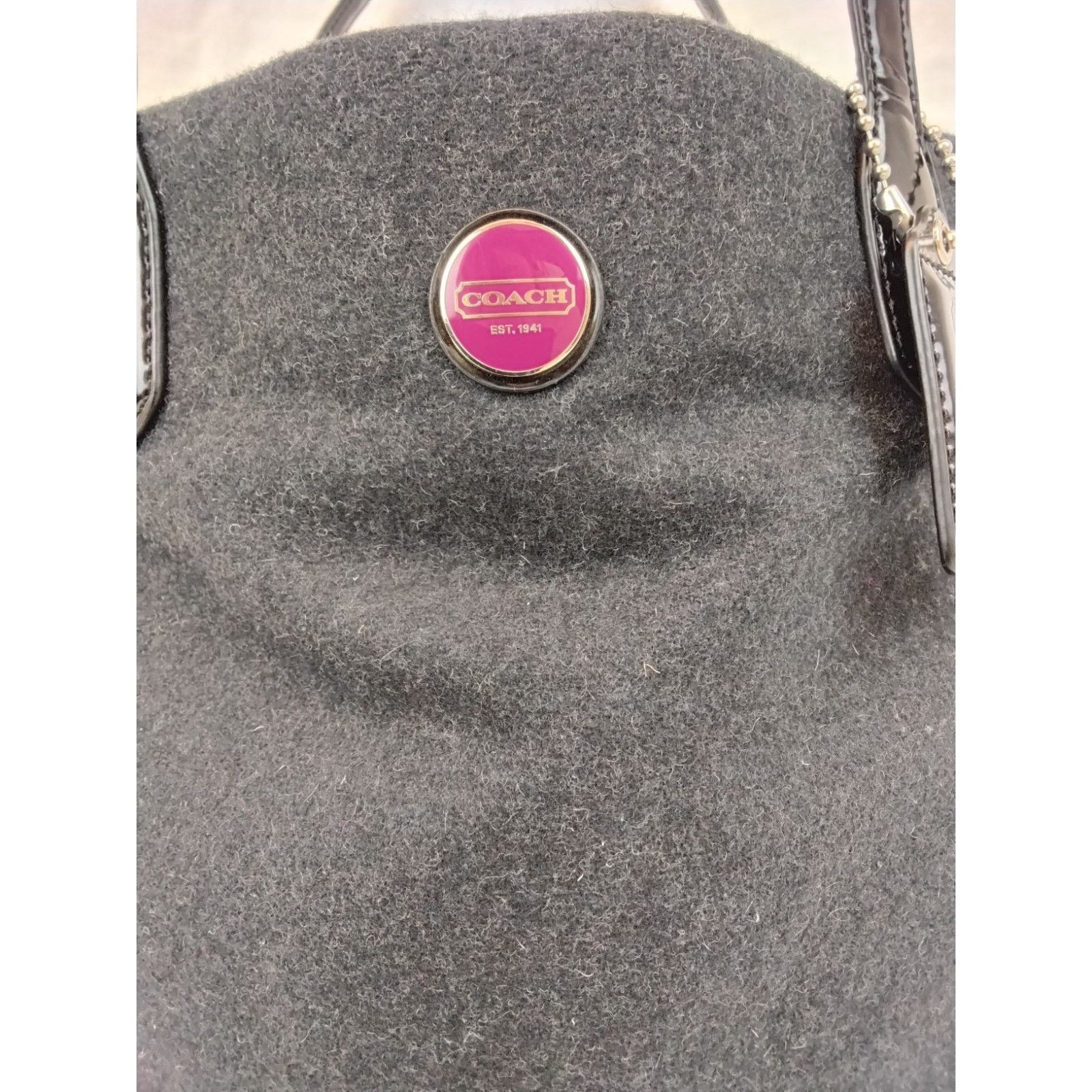 Coach Coach North South Wool Tote Bag Purse Passion Berry Purple Size ONE SIZE - 6 Thumbnail