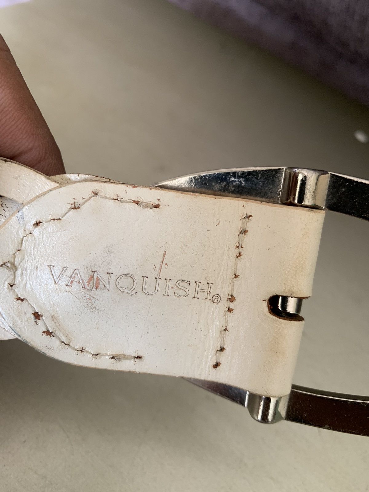 Vanquish Vanquish white leather belt Size ONE SIZE - 4 Thumbnail