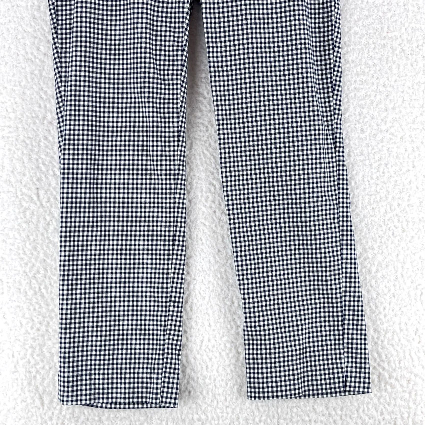 J. Jill J. Jill Blue Gingham Straight Leg Pants Womens Size 4P Low-Rise Flat Front Pull On Size 27" / US 4 / IT 40 - 3 Thumbnail